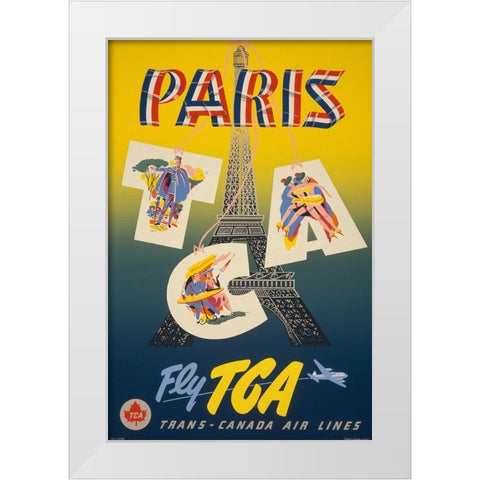 Pariscga White Modern Wood Framed Art Print by Vintage Apple Collection