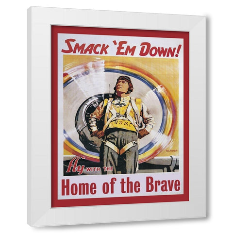 Smackdown Marines White Modern Wood Framed Art Print by Vintage Apple Collection