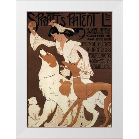 Spratts Dogs White Modern Wood Framed Art Print by Vintage Apple Collection