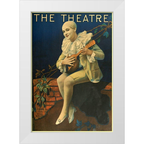 The Theater Magazine Ukelele White Modern Wood Framed Art Print by Vintage Apple Collection