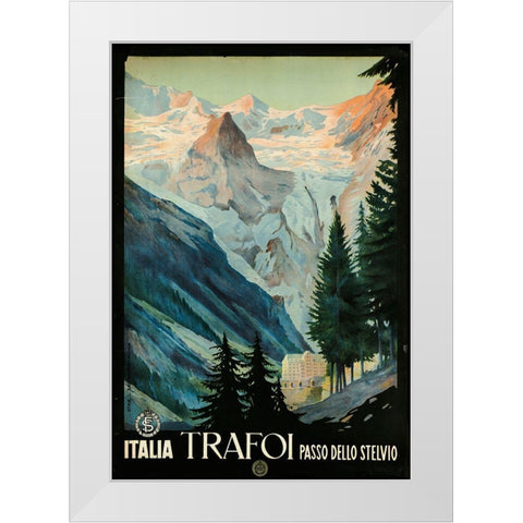 Trafoi Passo Dello Stelvio White Modern Wood Framed Art Print by Vintage Apple Collection