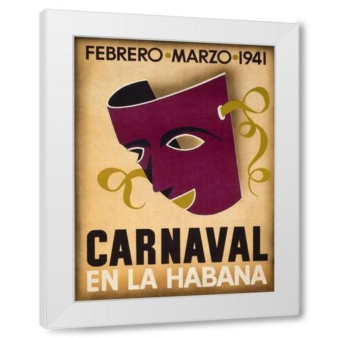 Trav Carnaval Enla Habana White Modern Wood Framed Art Print by Vintage Apple Collection