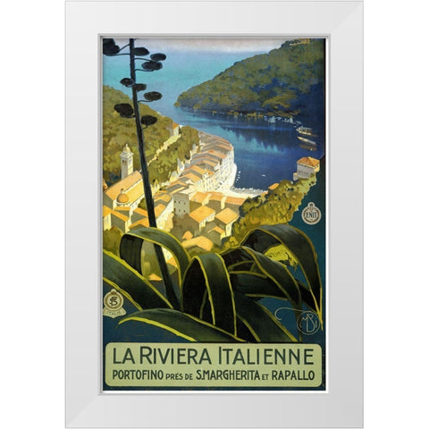Trav Riviera Italienne White Modern Wood Framed Art Print by Vintage Apple Collection