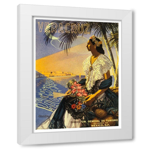 Veracruz Woman White Modern Wood Framed Art Print by Vintage Apple Collection