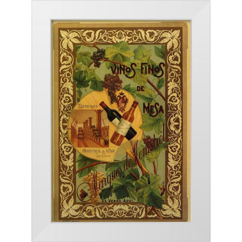 Vinos Finos White Modern Wood Framed Art Print by Vintage Apple Collection