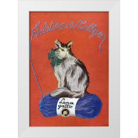 Yarncat White Modern Wood Framed Art Print by Vintage Apple Collection
