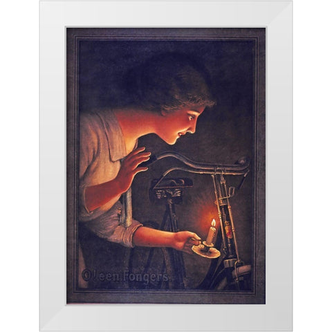 Bike 17 White Modern Wood Framed Art Print by Vintage Apple Collection