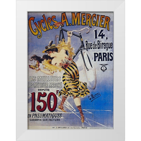 Bike 19 White Modern Wood Framed Art Print by Vintage Apple Collection