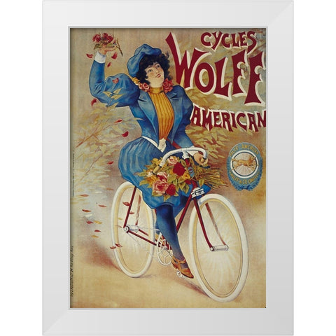 Bike 30 White Modern Wood Framed Art Print by Vintage Apple Collection