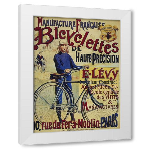Bike 33 White Modern Wood Framed Art Print by Vintage Apple Collection