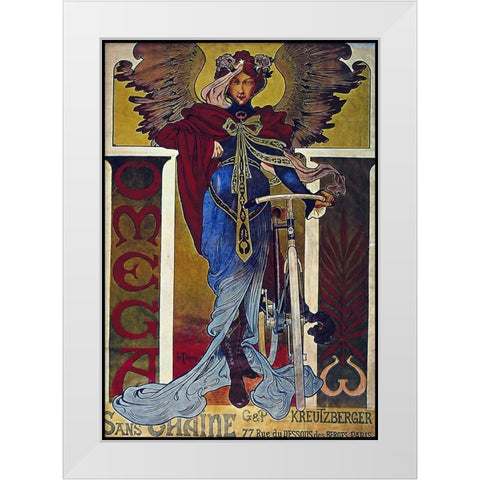 Bike 52 White Modern Wood Framed Art Print by Vintage Apple Collection