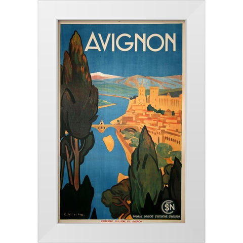 Avignon White Modern Wood Framed Art Print by Vintage Apple Collection