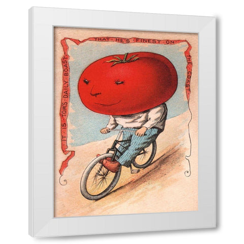 Bike Tomato White Modern Wood Framed Art Print by Vintage Apple Collection
