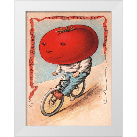 Bike Tomato White Modern Wood Framed Art Print by Vintage Apple Collection
