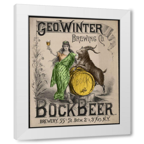 Bockbeer Green White Modern Wood Framed Art Print by Vintage Apple Collection