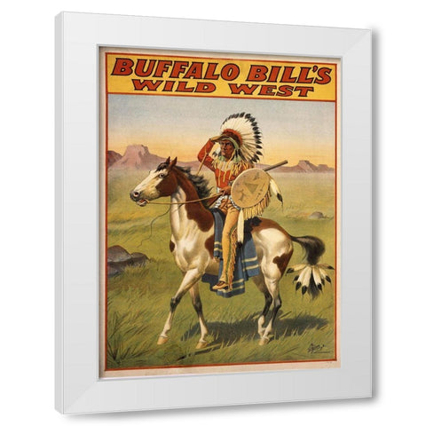 Buffalo Bills Wild West IV White Modern Wood Framed Art Print by Vintage Apple Collection