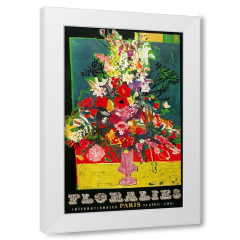 Flowersofparis White Modern Wood Framed Art Print by Vintage Apple Collection