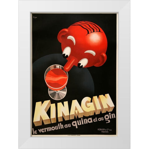 Kinagin White Modern Wood Framed Art Print by Vintage Apple Collection