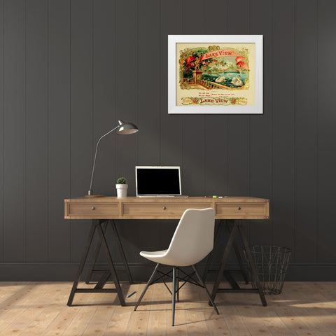 Lakeview White Modern Wood Framed Art Print by Vintage Apple Collection