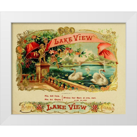 Lakeview White Modern Wood Framed Art Print by Vintage Apple Collection