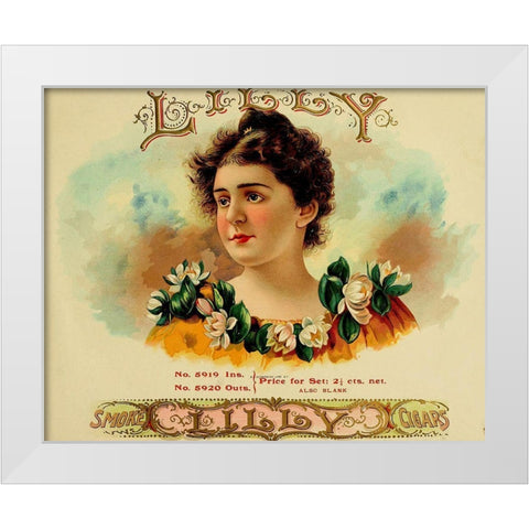 Lily Cig White Modern Wood Framed Art Print by Vintage Apple Collection