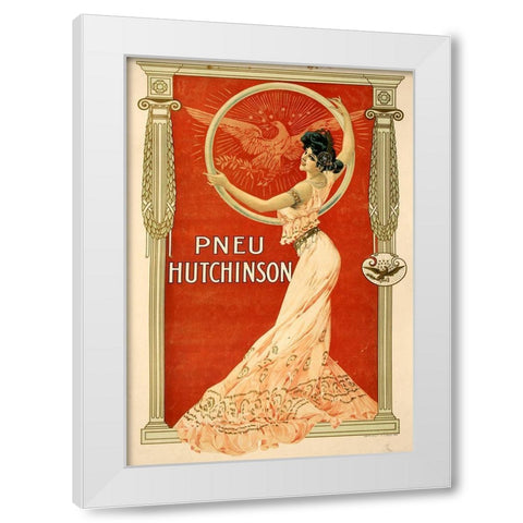 Pneu Hutchinson White Modern Wood Framed Art Print by Vintage Apple Collection
