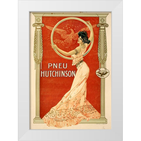 Pneu Hutchinson White Modern Wood Framed Art Print by Vintage Apple Collection