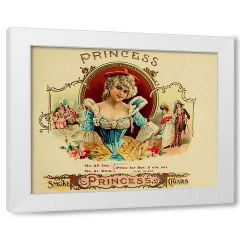 Princess Cig White Modern Wood Framed Art Print by Vintage Apple Collection