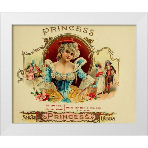 Princess Cig White Modern Wood Framed Art Print by Vintage Apple Collection