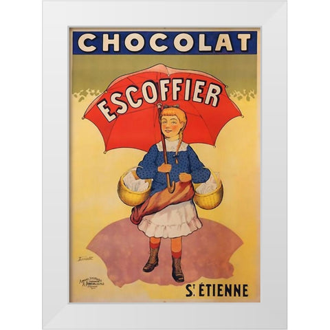 St Etienne Chocolat White Modern Wood Framed Art Print by Vintage Apple Collection