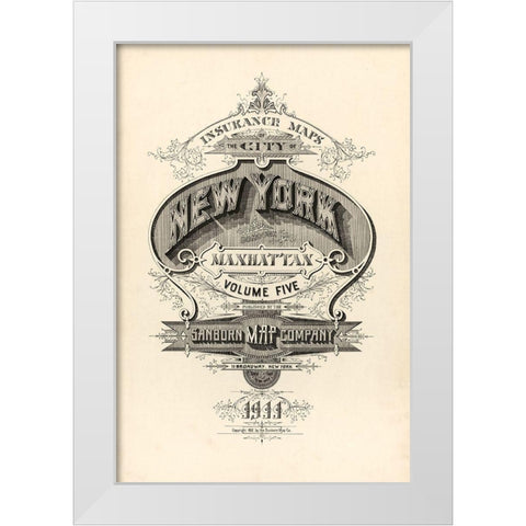 Vintage Map Ny White Modern Wood Framed Art Print by Vintage Apple Collection