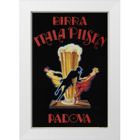Itala Pilsen Bier White Modern Wood Framed Art Print by Vintage Apple Collection