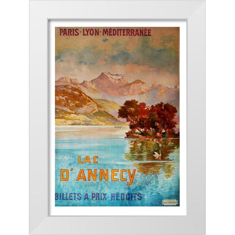 Lac Dâ€™Annecy III White Modern Wood Framed Art Print by Vintage Apple Collection