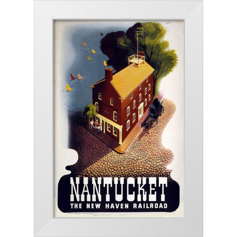Nantucket White Modern Wood Framed Art Print by Vintage Apple Collection