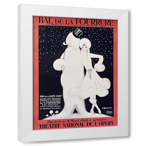 Bal de La Fourrure White Modern Wood Framed Art Print by Vintage Apple Collection