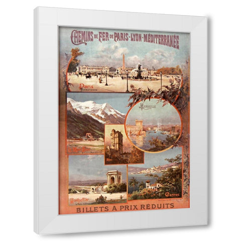 Chemins de Fer de Paris Lyon White Modern Wood Framed Art Print by Vintage Apple Collection