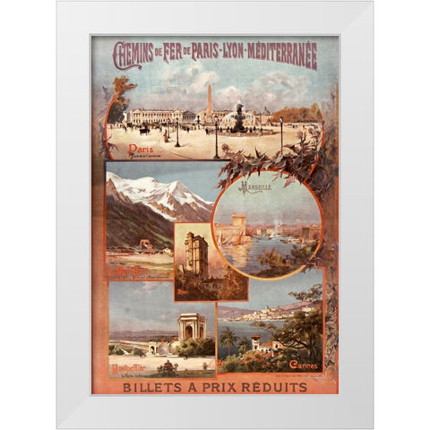Chemins de Fer de Paris Lyon White Modern Wood Framed Art Print by Vintage Apple Collection