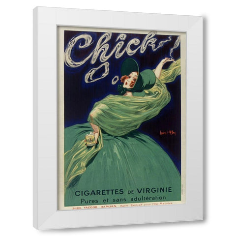 Chick Cigarettes White Modern Wood Framed Art Print by Vintage Apple Collection