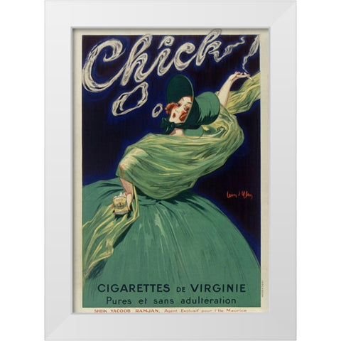Chick Cigarettes White Modern Wood Framed Art Print by Vintage Apple Collection