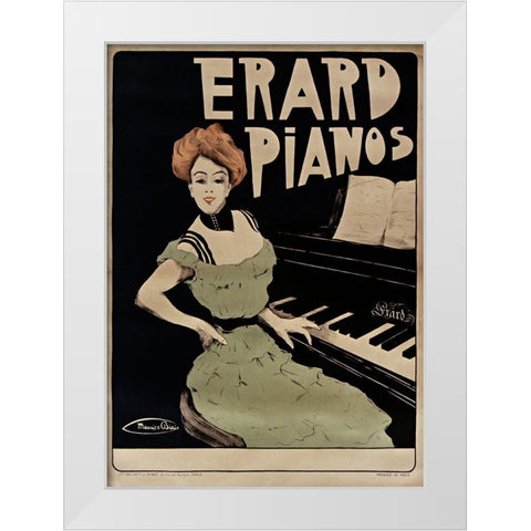 Erard Pianos White Modern Wood Framed Art Print by Vintage Apple Collection