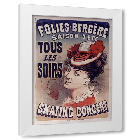 Folies BergÃ©re Skating Concert White Modern Wood Framed Art Print by Vintage Apple Collection
