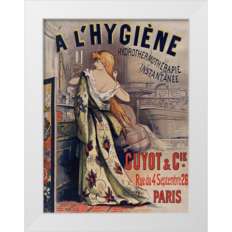 Lâ€™HygiÃ©ne HydrothermothÃ©rapie White Modern Wood Framed Art Print by Vintage Apple Collection