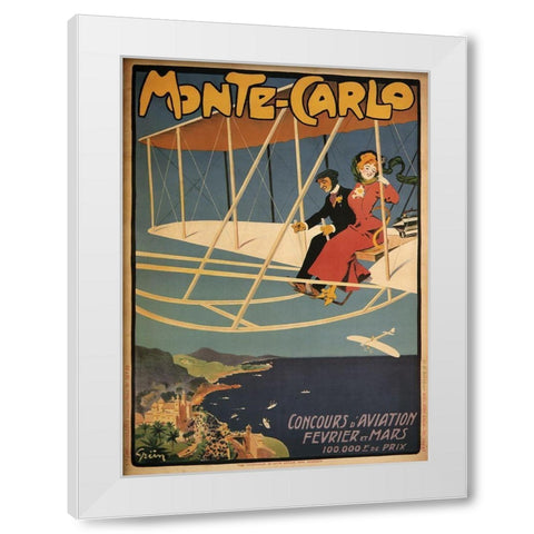 Monte Carlo Aviation Tours White Modern Wood Framed Art Print by Vintage Apple Collection