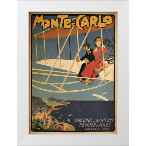 Monte Carlo Aviation Tours White Modern Wood Framed Art Print by Vintage Apple Collection