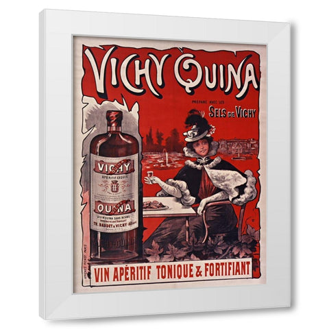 Vichy Quina White Modern Wood Framed Art Print by Vintage Apple Collection