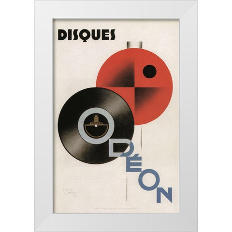 Discs White Modern Wood Framed Art Print by Vintage Apple Collection