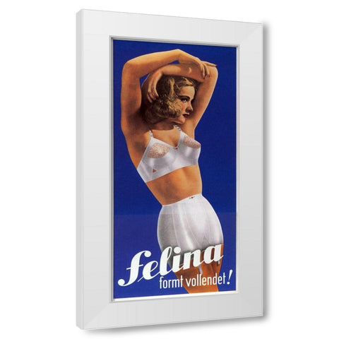 Felina White Modern Wood Framed Art Print by Vintage Apple Collection