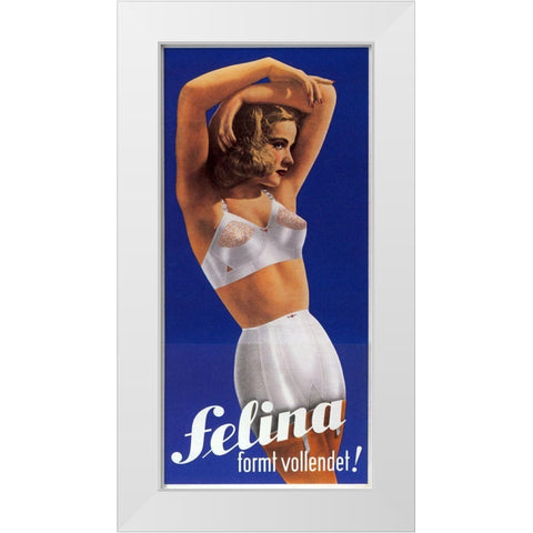 Felina White Modern Wood Framed Art Print by Vintage Apple Collection