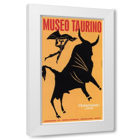 Museo Bull White Modern Wood Framed Art Print by Vintage Apple Collection