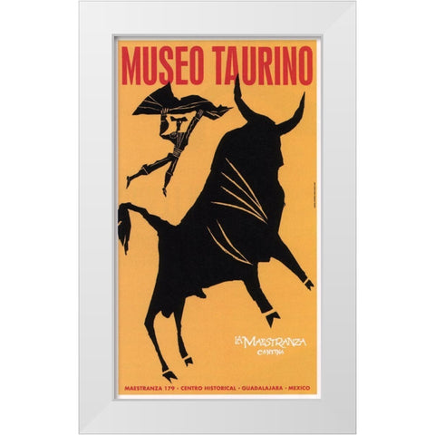 Museo Bull White Modern Wood Framed Art Print by Vintage Apple Collection